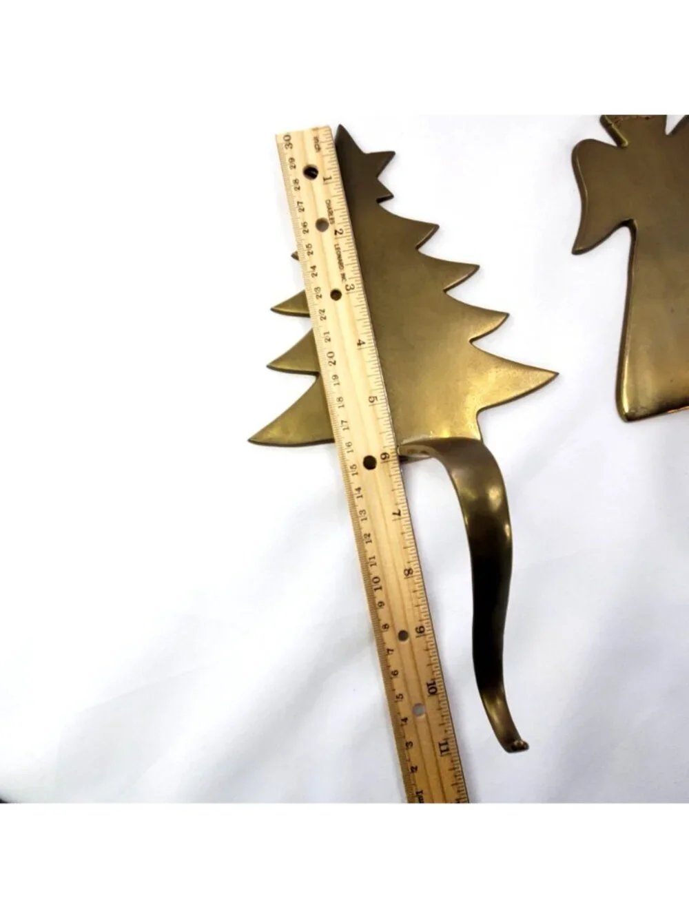 Vintage Christmas Tree & Angel Brass Stocking Holders 11